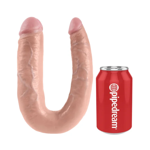 King Cock U-Shaped Large Double Trouble Dildo - Vanilla
