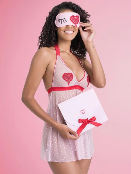 Lovehoney Sweet Love Pink Babydoll Set and Eye Mask