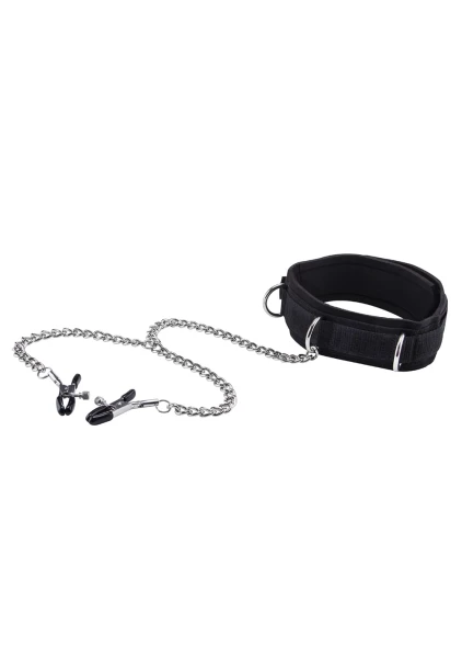 Ouch! Velcro Collar with Nipple Clamps