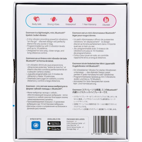 Lovense Exomoon Bluetooth App Compatible Rechargeable Silicone Lipstick Vibrator