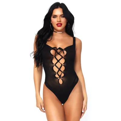 Lace Up Teddy One Size Black