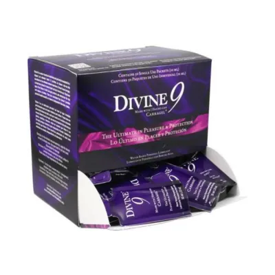 Divine 9 Water Based Lubricant Counter Display 50 Packets Per Display