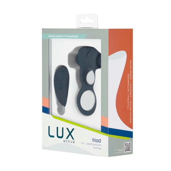 Lux Active Triad 4.5 In. Vibrating Dual Ring Silicone Black — image 12 of 14