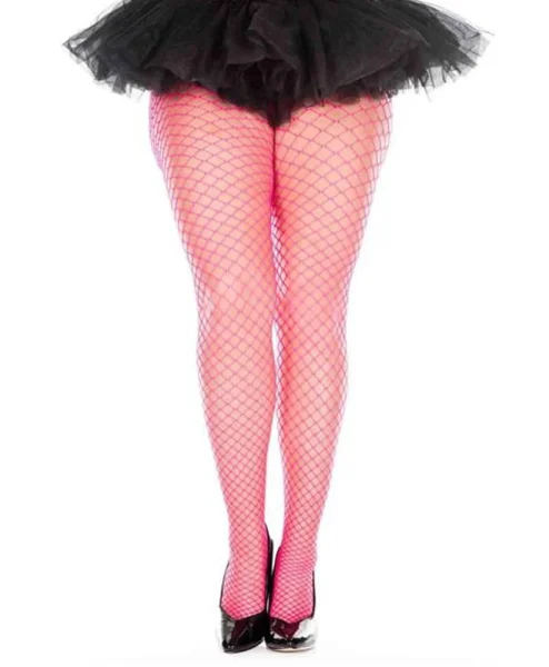 Mini Diamond Net Spandex Pantyhose - Queen Size - Hot Pink