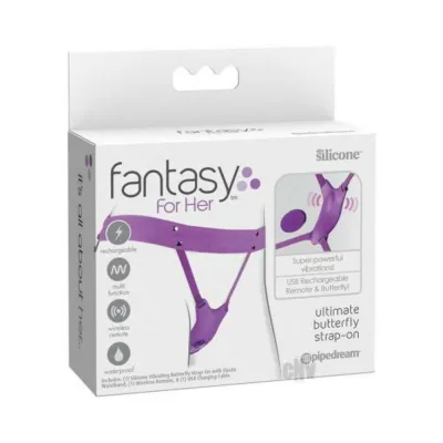 Fantasy For Her Ultimate Butterfly Strap on With Remote Silicone Purple