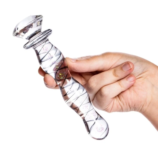 Glacier Glass Nebula Glitter Spiral Diamond Dildo – 6.5 Inch