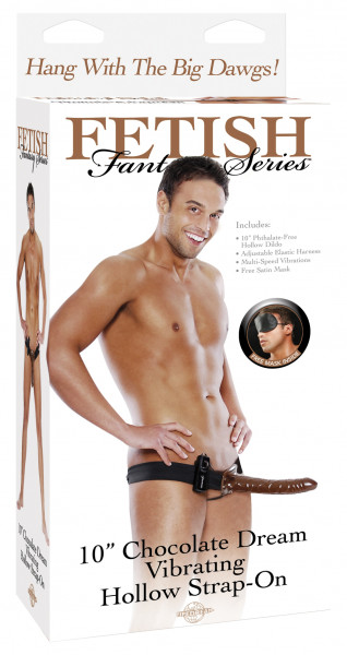 Fetish Fantasy 10 inch Chocolate Dream Vibrating Hollow Strap On — image 3 of 6