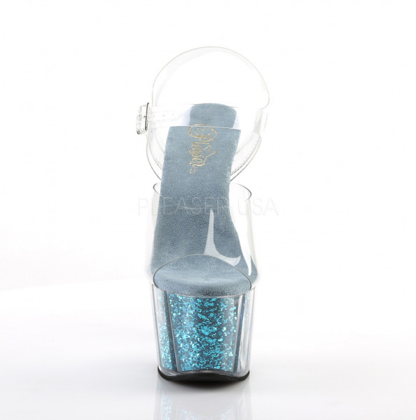 7 inches Heel, 2 3/4 inches PF Ankle Strap Sandal w/ Glitter Inserts — image 22 of 25