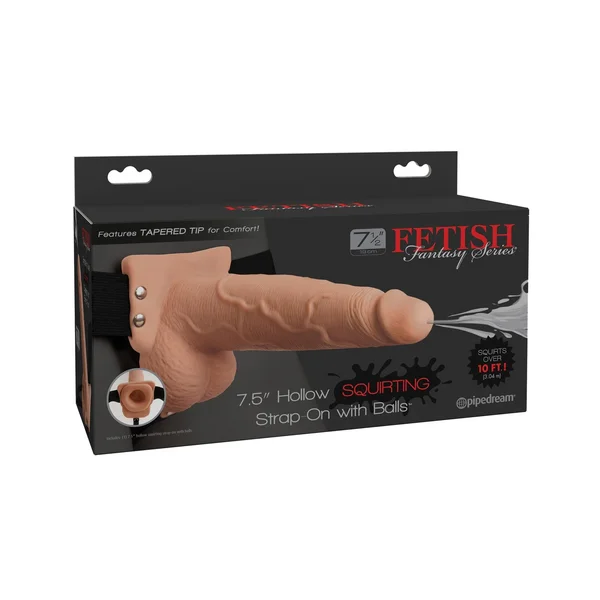 Fetish Fantasy Series 7.5" Hollow Squirting Strap-on With Balls - Flesh — image 4 of 4