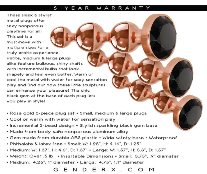 Gold Digger Set, 3-Pack Metal Anal Beads