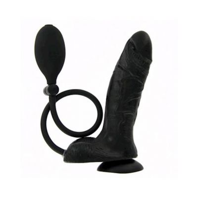 Inflatable Suction Cup Dildo Brown 9 Inch