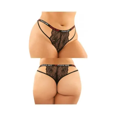 Vibes Fuck Off Buddy Pack 2 Pc Cutout Lace Panty Caged Thong Qs Black