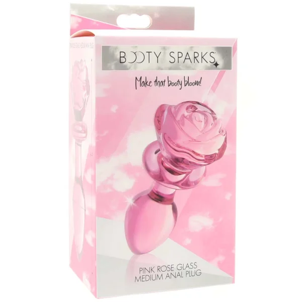 Booty Sparks Pink Rose Glass Anal Plug