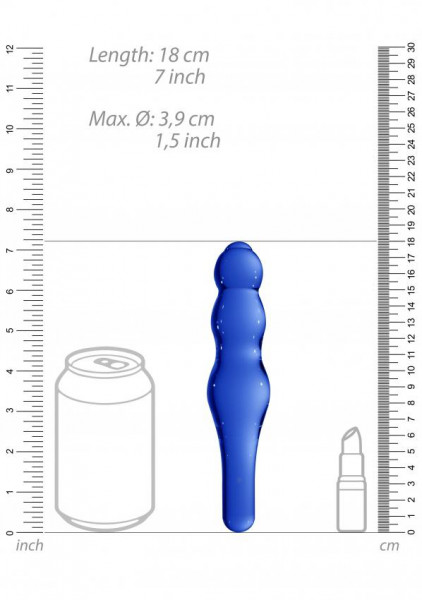 Lollypop Double-Ended Blue Glass Dildo by Chrystalino