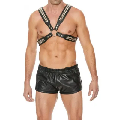 Men s Pyramid Stud Body Harness Black
