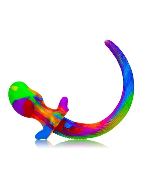 Puppy Tail Buttplug - Pug - 3.25 Inch - Rainbow - Small