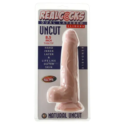 Real Cocks Uncut Thin Tip 8 5 Inch Sliders Dildo