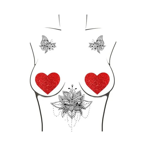 Neva Nude Pasty Hearts Glitter Red — image 7 of 9
