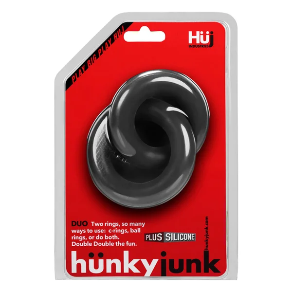 Hunkyjunk Duo Linked Cock Ball Rings - Tar — image 8 of 9