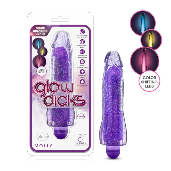 Glow Dicks - Molly Glitter Vibrator - Purple — image 7 of 11
