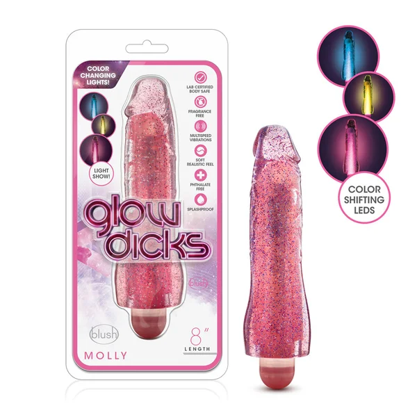 Glow Dicks - Molly Glitter Vibrator - Pink — image 17 of 18