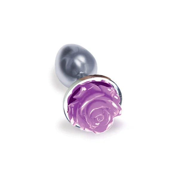 The 9's the Silver Starter Rose Floral Stainless Steel Butt Plug - Rose Purple — image 6 of 6