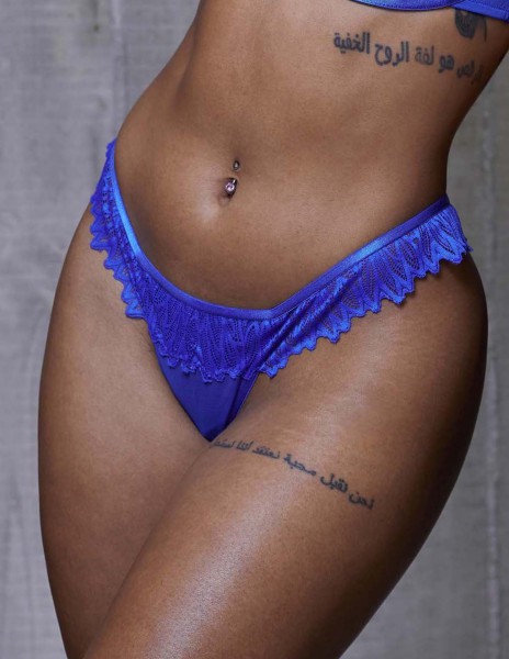 HUSTLER Lace & Satin Thong