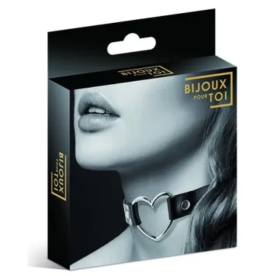 Bijoux Pour Toi Silver Heart Choker Black