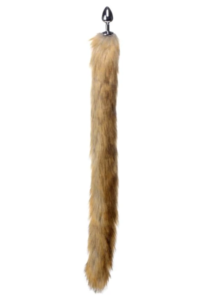 Tailz Aluminum Anal Plug With Extra Long Brown Faux Mink Tail