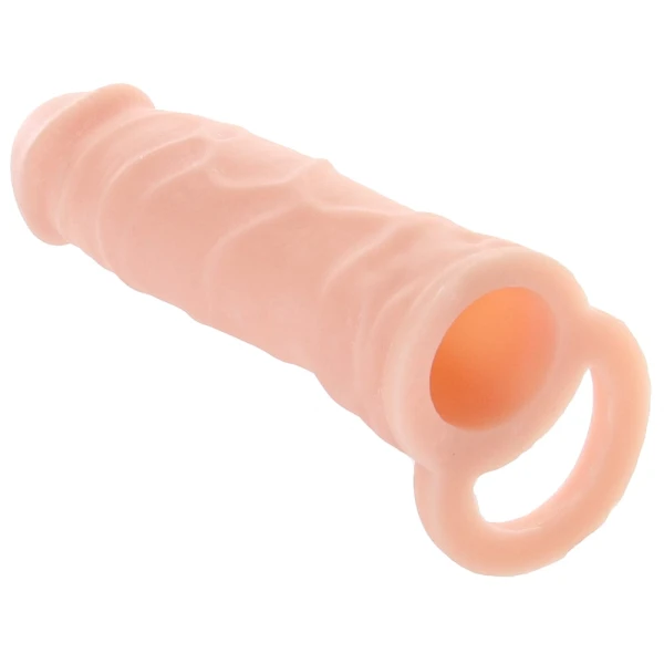 Size Up Silicone 1 Inch Realistic Penis Extender With Ball Loop - Vanilla