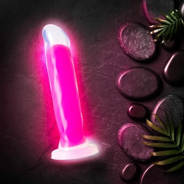Blush - Neo Elite - Glow in the Dark 8" Silicone Dual Density Dildo - Pink