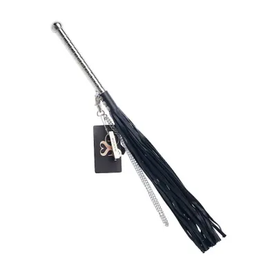 Bound X Leather Flogger With Thin Metal Handle And Chain