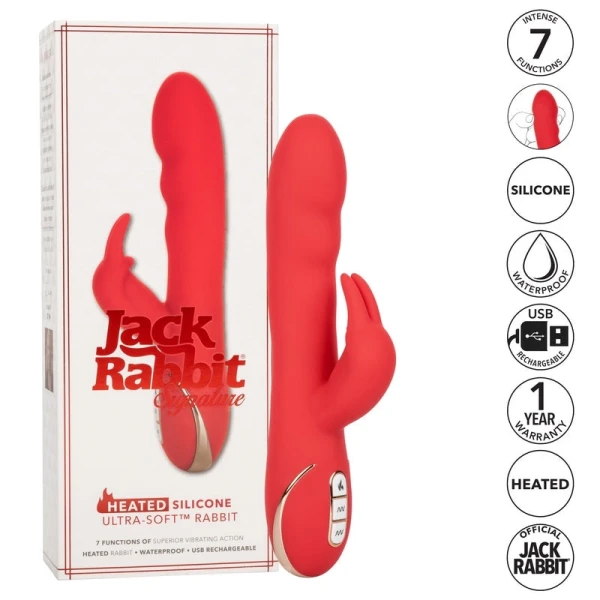 Jack Rabbit Signature Heated Silicone Ultra-Soft Rabbit Rechargeable Vibrator By CalExotics
