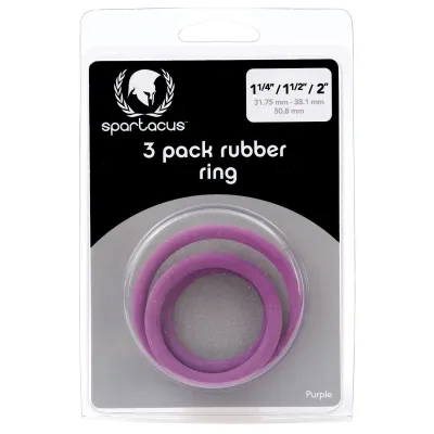 Spartacus Rubber Cock Ring Set Purple Pack of 3