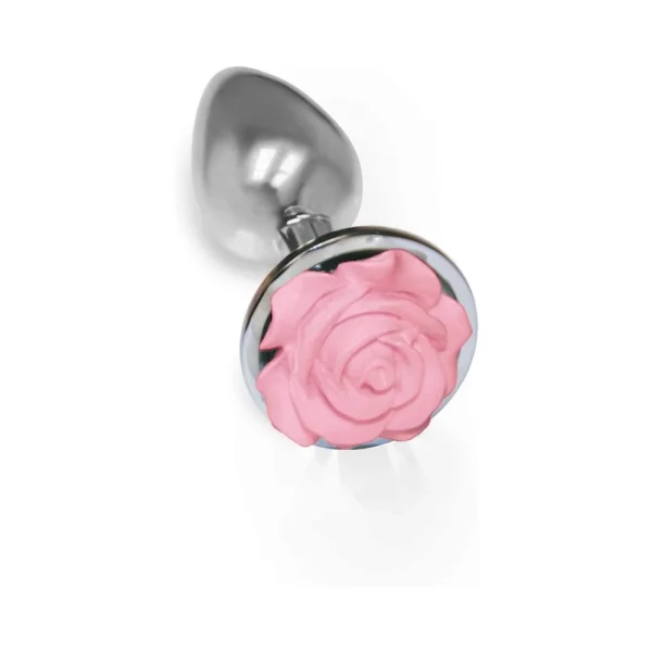The 9"s The Silver Starter Rose Floral Stinless Steel Butt Plug Pink — image 4 of 5