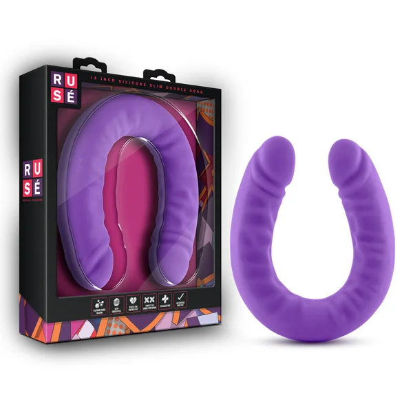 Ruse - 18 Inch Silicone Slim Double Dong - Purple — image 14 of 15