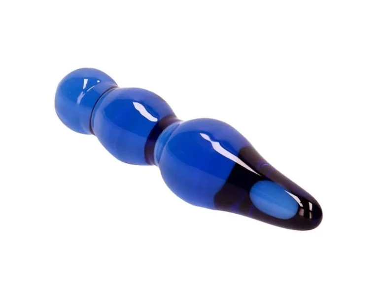 Lollypop Double-Ended Blue Glass Dildo by Chrystalino