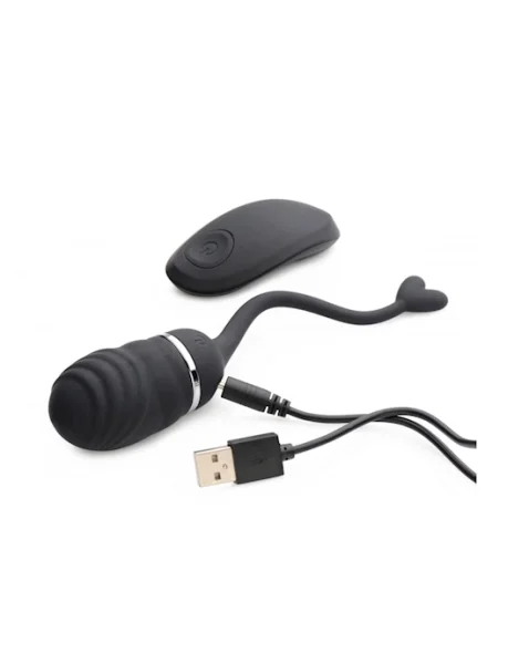 O-bomb Rechargeable Remote Silicone Vibe - Black - 6.5 Inches