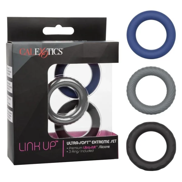 Link Up Ultra-Soft Extreme Silicone 3 Cock Ring Set By CalExotics