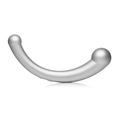 10x Vibra Crescent Silicone Dual Ended Dildo Silver