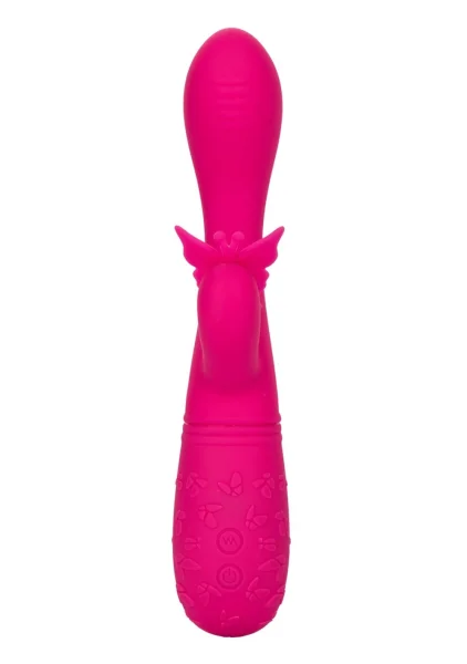 Rechargeable Butterfly Kiss Silicone Flutter Dual Stimulation Vibrator By CalExotics - Pink