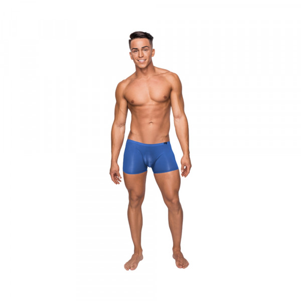 Male Power Seamless Sleek Short Blue Sheer Pouch Medium