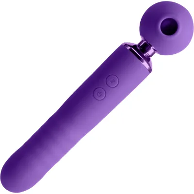 Revel Fae Rechargeable Silicone Vibrating Air Pulse Clitoral Stimulator With Thruster Purple