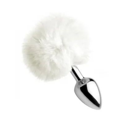Tailz White Fluffy Bunny Tail Anal Plug White 5 Inch