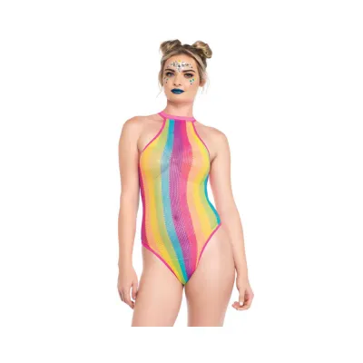 Rainbow Striped Halter Bodysuit O s Multicolor
