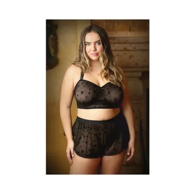Curve Nova Star Print Halter Top And Matching Shortie 1x 2x Black