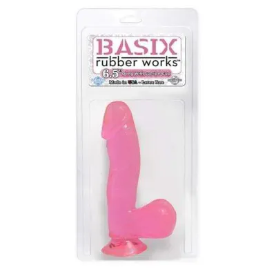 Basix Rubber Works 6 5 Inch Dong With Suction Cup Pink