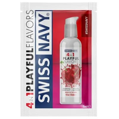 Swiss Navy 4 in 1 Playful Flavours Lubricant Wild Cherry Sampler 5ml 5ml