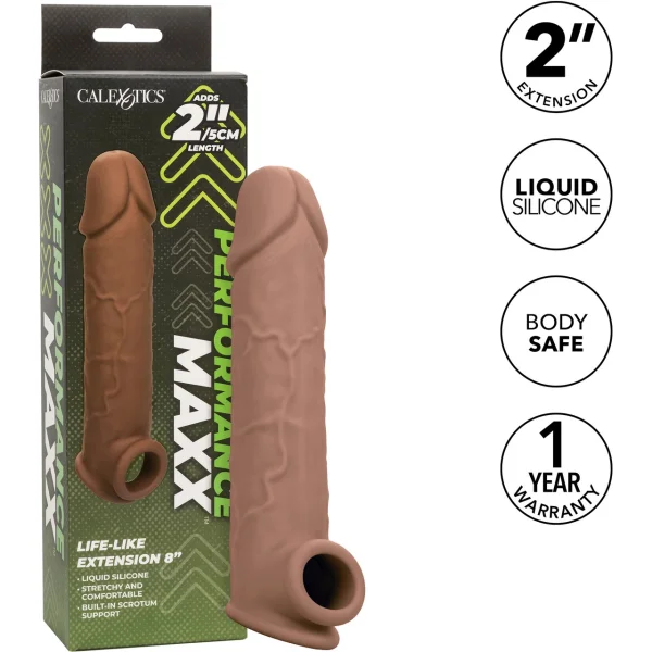 Performance Maxx Life-Like 8" Penis Extension By CalExotics - Chocolate