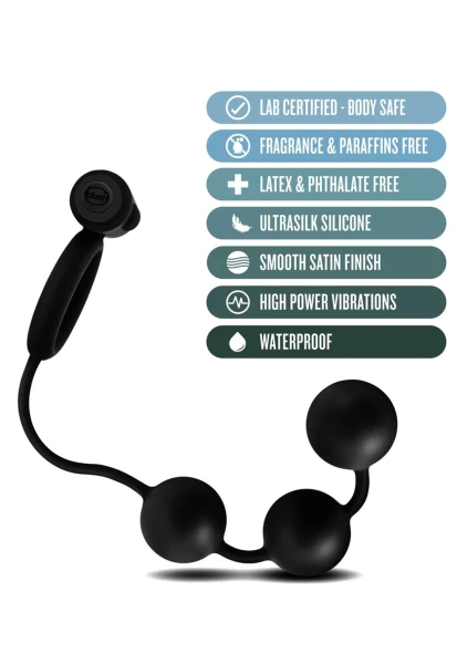 Anal Adventures Platinum - Silicone Anal Beads with Vibrating C-Ring